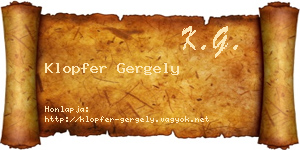 Klopfer Gergely névjegykártya